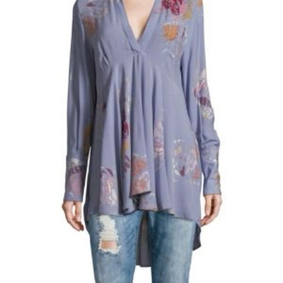Free People Tops - Free People Field of Butterflies Floral Oversized Tunic  Blouse XS Boho Peasant‎